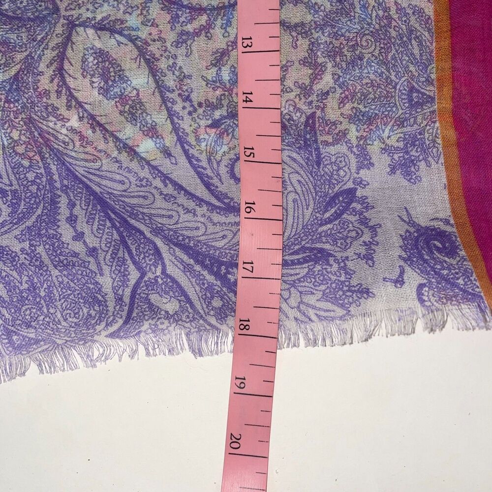 J. Jill Scarf Women’s Paisley Floral Stripes Rectangle Hot Pink Purple Lilac - Picture 4 of 4